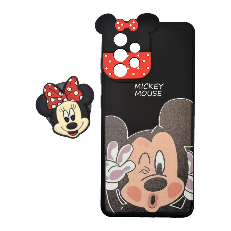 کاور طرح عروسکی مدل Micky مناسب برای گوشی موبایل سامسونگ Galaxy A13 4G به همراه پاپ سوکت