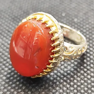 انگشتر نقره مردانه مدل عقیق یمانی کد 25