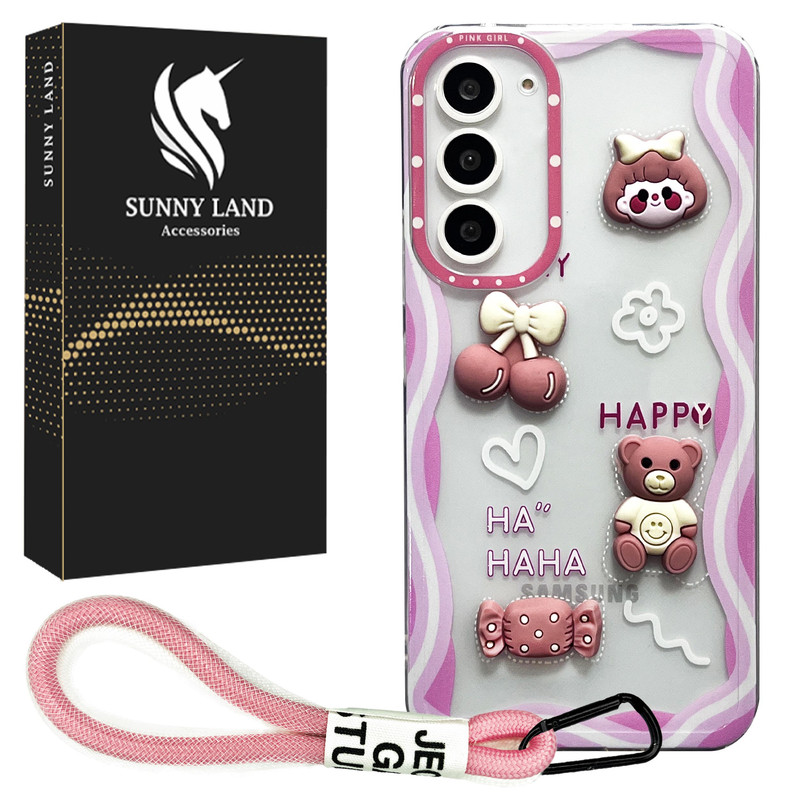 کاور سانی لند مدل Pink Girl مناسب برای گوشی موبایل سامسونگ Galaxy S21 FE به همراه بند