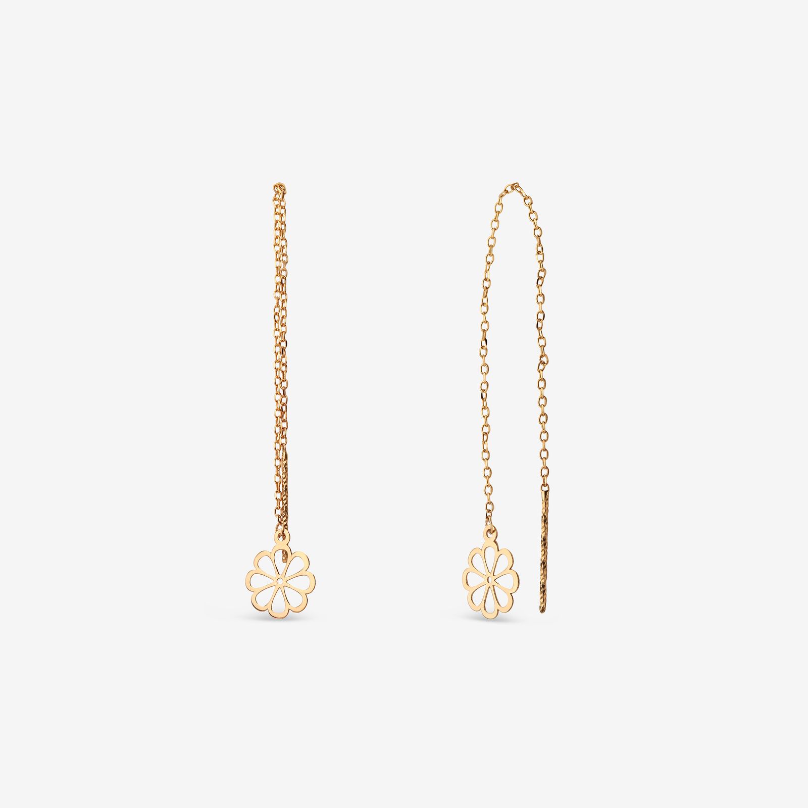 گوشواره بخیه‌ای طلا کم اجرت  18 عیار زنانه نگین مدل 108 -  - 1