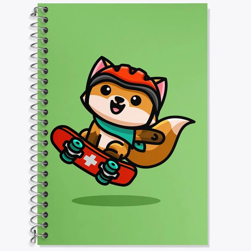 دفتر زبان 50 برگ خندالو مدل دو خط طرح حیوانات بامزه روباه کد 28347