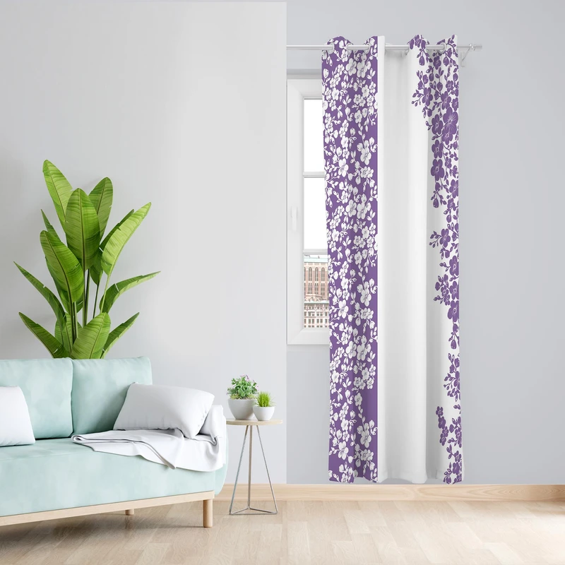 پرده طرح گل مدل مخمل پانچی کد 1195سایز 140x200 سانتی متر