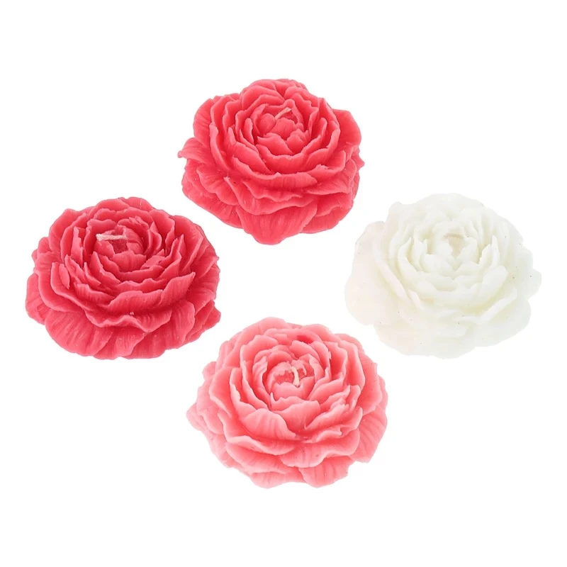 شمع دست ساز مدل گل آلاله بسته 4 عددی