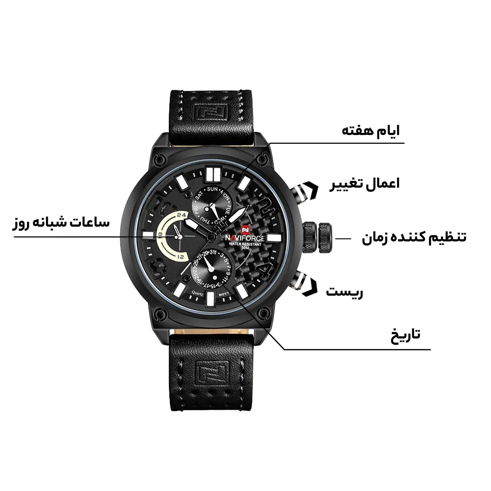 ساعت مچی عقربه ای مردانه نیوی فورس مدل NF9068M - CH-ME-ME -  - 11