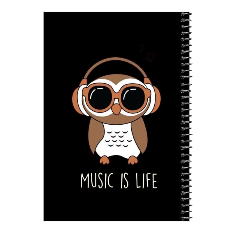 دفتر مشق 80 برگ اس جی مدل جغد و هدفون    