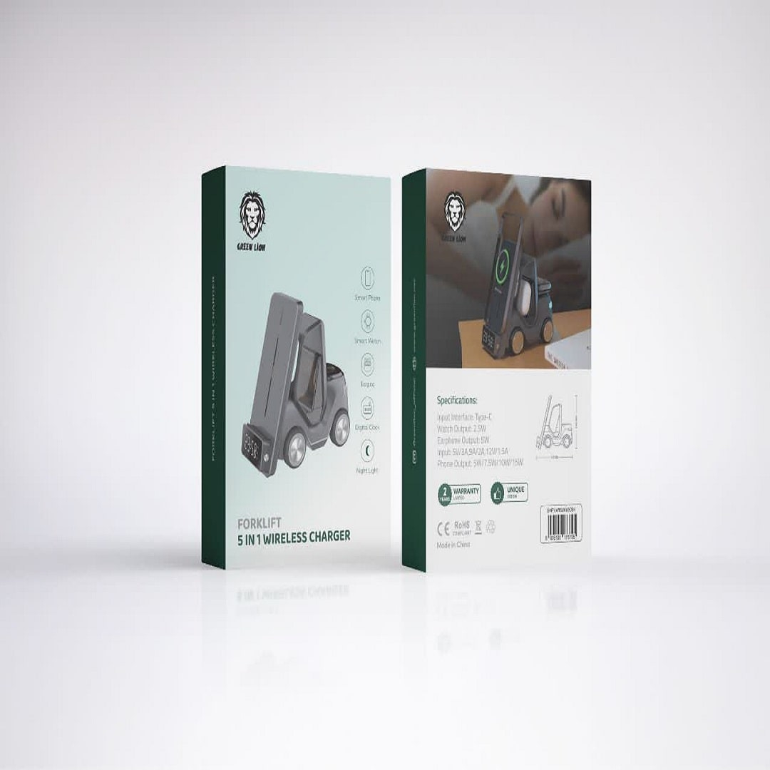 پایه نگهدارنده و شارژر بی سیم گوشی موبایل گرین لاین مدل Forklift 5 in 1