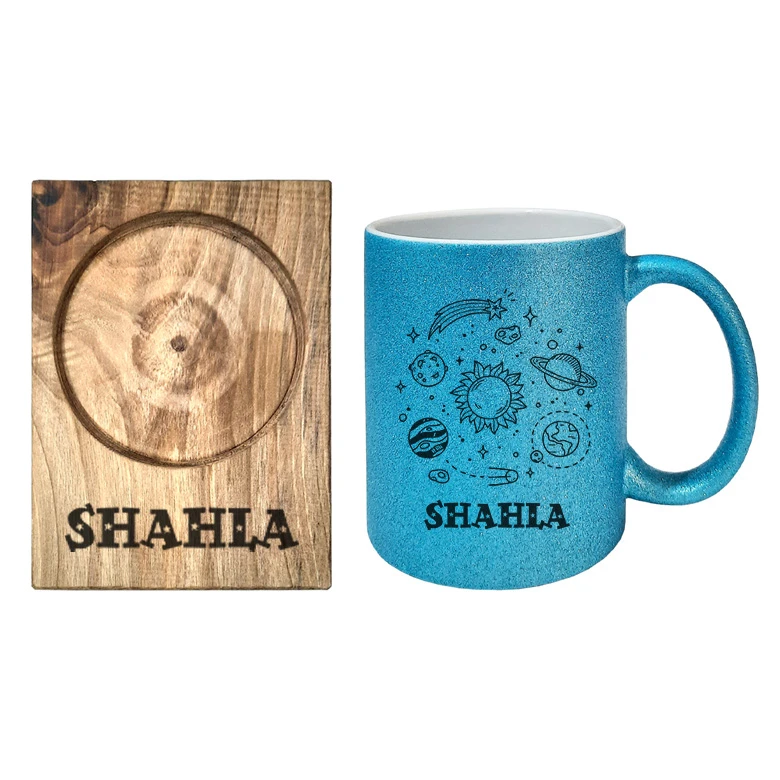 ماگ گالری وبفر مدل کهکشان طرح شهلا به همراه زیر لیوانی