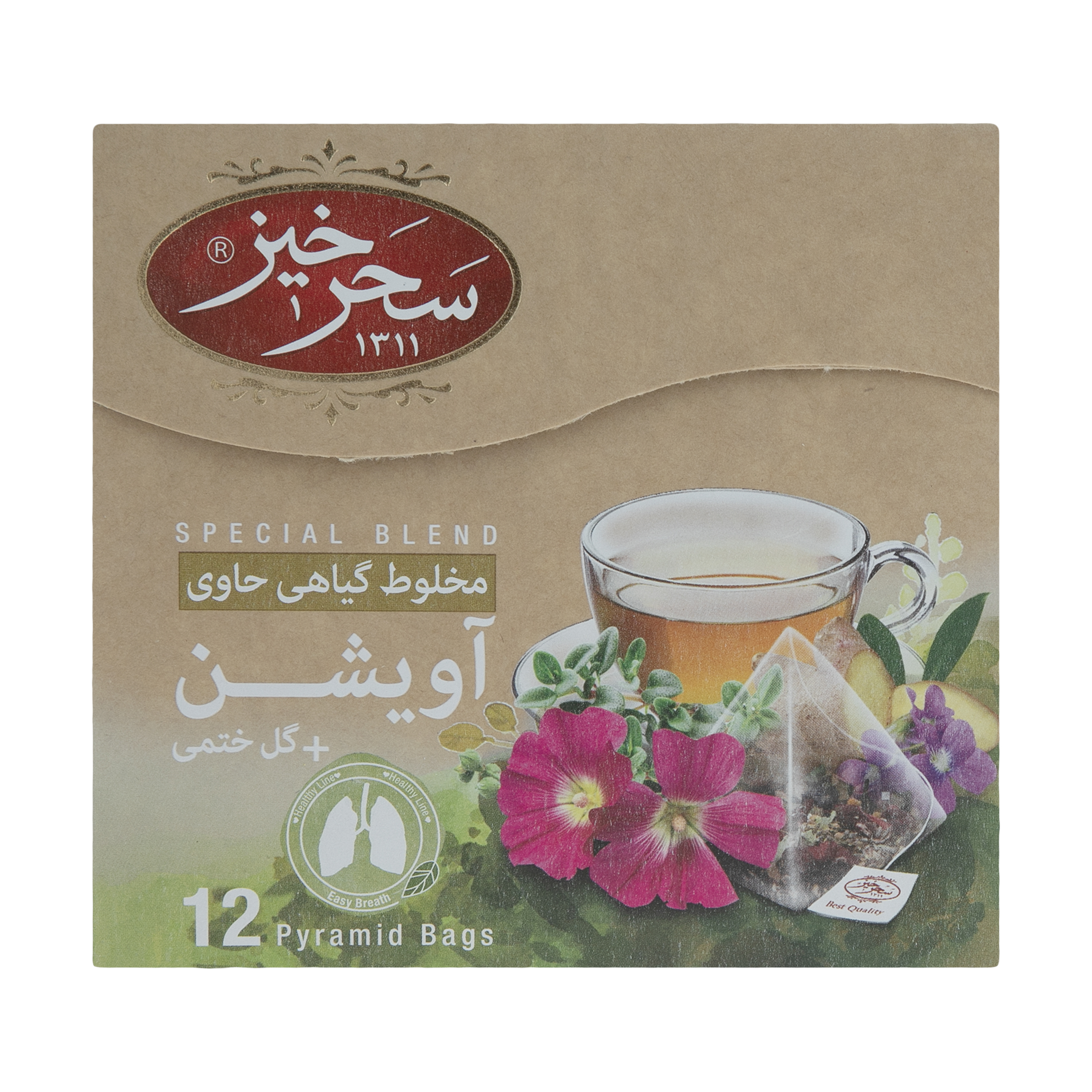 دمنوش مخلوط گیاهی آویشن و گل ختمی سحر خیز - بسته 12 عددی