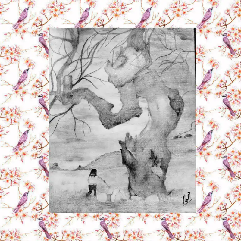 نقاشی سیاه قلم طرح غروب