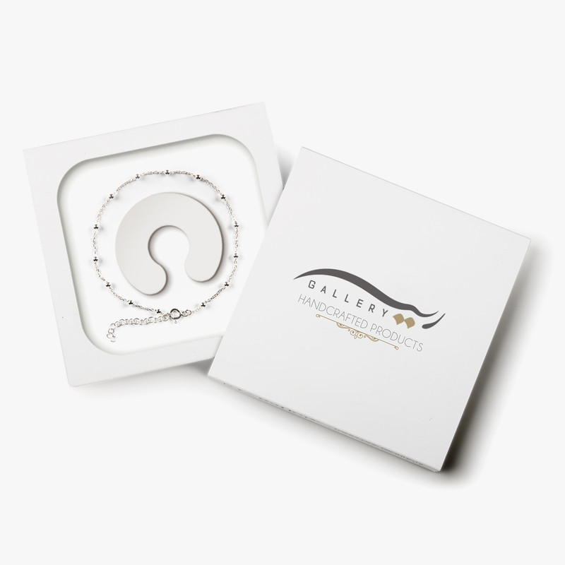 پابند نقره زنانه ریسه گالری مدل توپی کد 2061