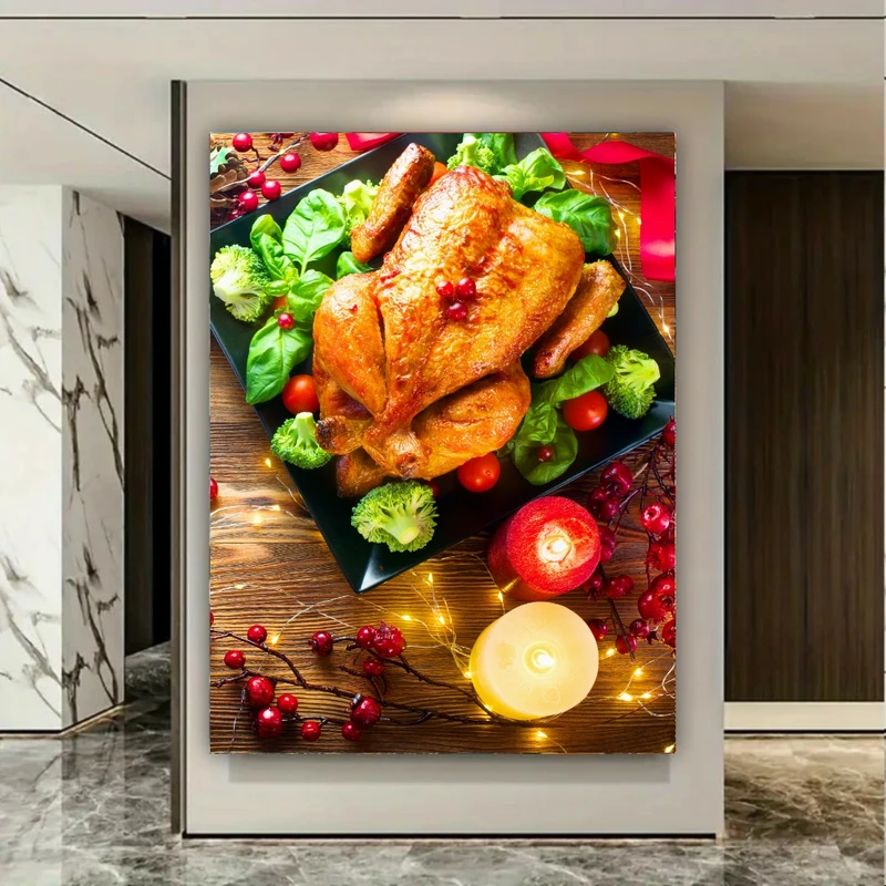 پوستر پارچه ای طرح مخمل مرغ پخته مدل خوشمزه کد PY520