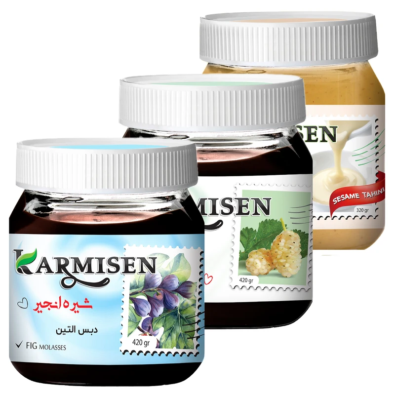 شیره انجير و شیره توت و ارده ممتاز کارمیسن - 420 گرم مجموعه 3 عددی
