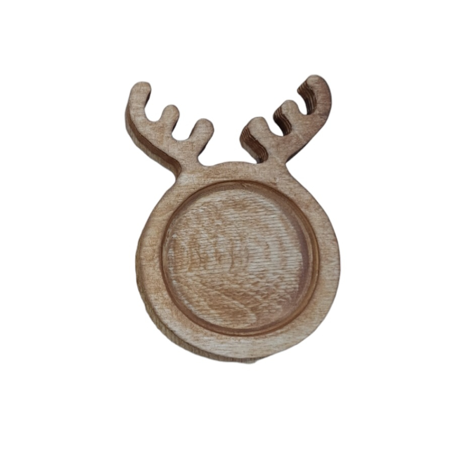 زیر لیوانی چوبی طرح گوزن مدل گرد و مربع مجموعه 2 عددی