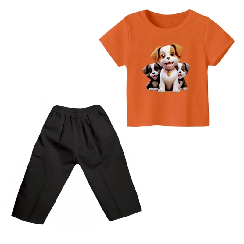ست تی شرت و شلوارک پسرانه مدل سگ کد ۳