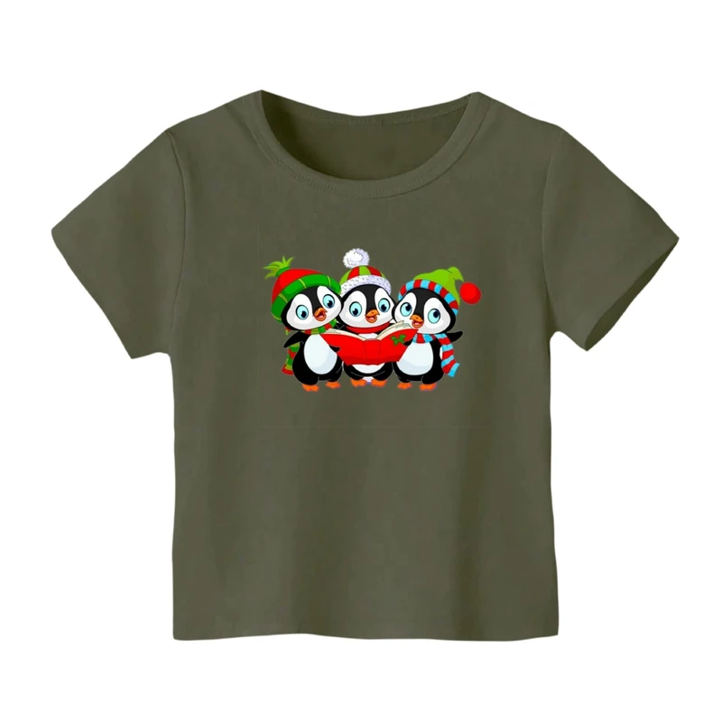 تی شرت آستین کوتاه بچگانه مدل پنگوئن کریسمس کد 1