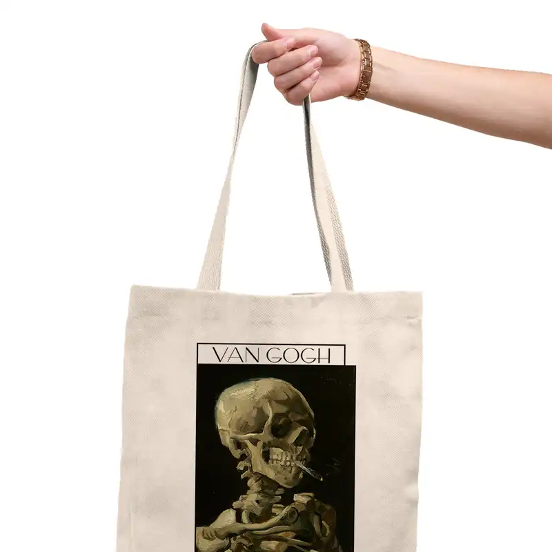 ساک خرید ترمه طراحان ایده مدل اسکلت با سیگار روشن از ونگوگ کد art030 - s