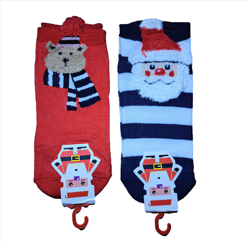 جوراب بچگانه مدل زمستانی طرح بابانوئل کد Christmas بسته دو عددی