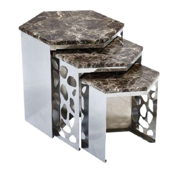 میز عسلی گالری چوب آشنایی مدل Sil-590 مجموعه 3 عددی