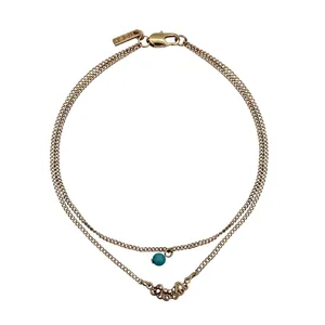 پابند زنانه تاش مدل دولاین سنگ فیروزه