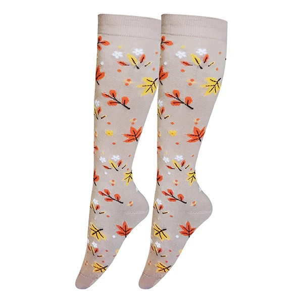 جوراب ساق بلند زنانه تن پوش هنگامه مدل پنبه زیرزانو برگ پاییزی