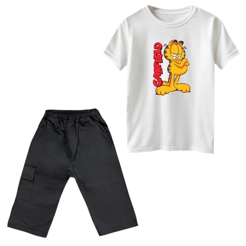 ست تی‌شرت و شلوارک پسرانه مدل گارفیلد کد 4