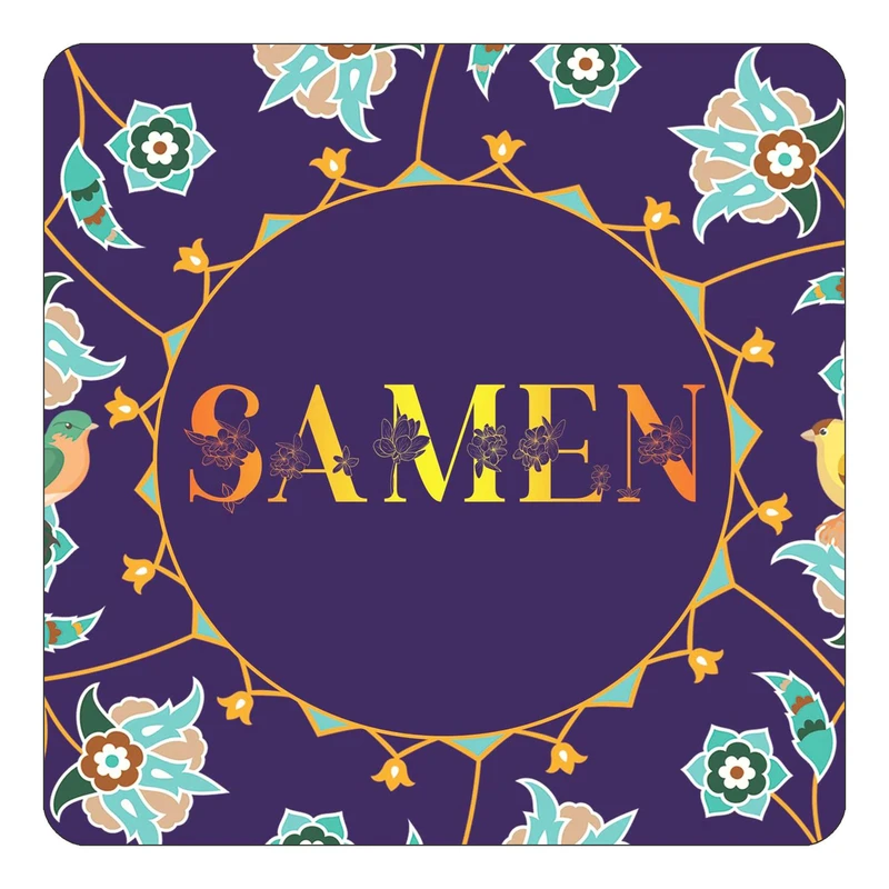 مگنت کاکتی طرح اسم ثامن samen مدل گل و بلبل کد mg17500