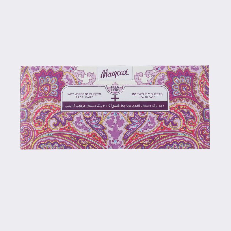 دستمال کاغذی و مرطوب کننده ماکسی کول مدل 001 بسته 180 عددی