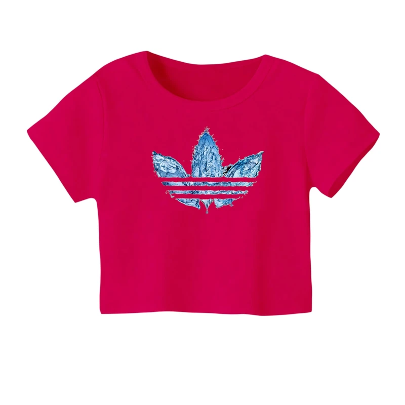 کراپ‌ تی‌شرت آستین کوتاه زنانه مدل لوگو‌ کد 21