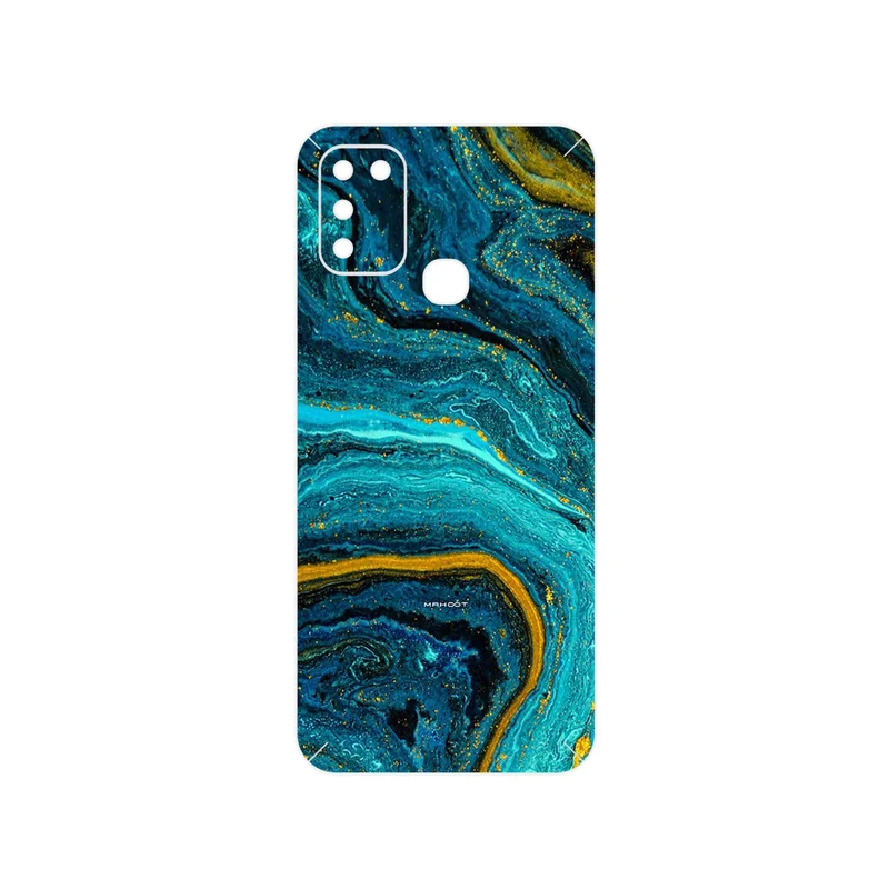 برچسب پوششی ماهوت مدل Turquoise marblewith golden streaks مناسب برای گوشی موبایل اینفینیکس Hot 10 Play