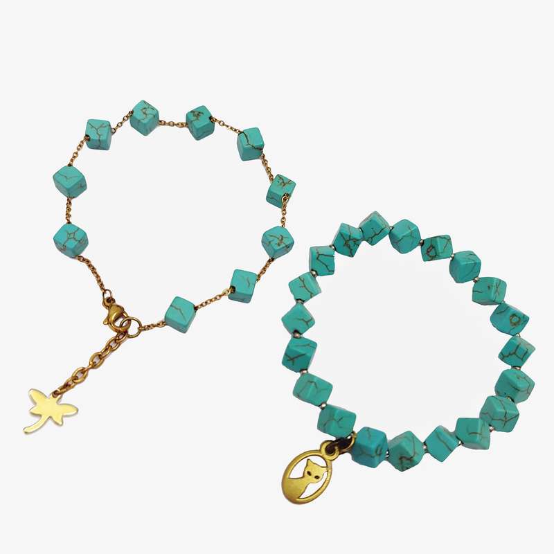 دستبند دخترانه مدل فیروزه مجموعه 2 عددی دستبند دخترانه مدل فیروزه مجموعه 2 عددی