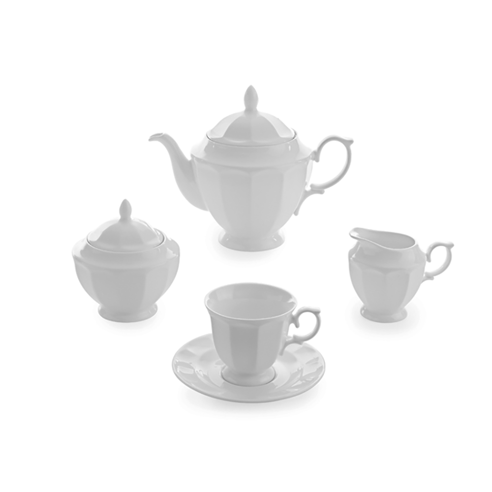 سرویس چای خوری 17 پارچه چینی زرین ایران سری نئوکلاسیک مدل WT درجه یک