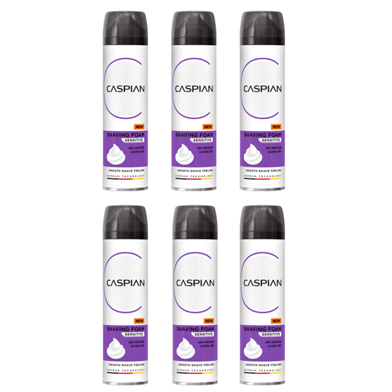 فوم اصلاح کاسپین مدل  مدل Sensitive Skin حجم 200 میلی لیتر بسته 6 عددی