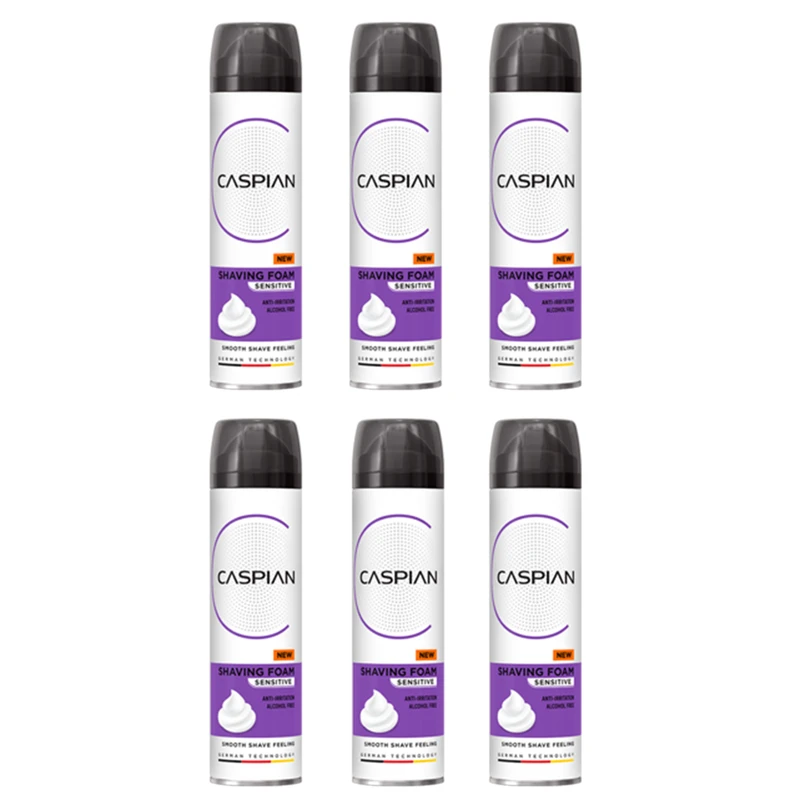 فوم اصلاح کاسپین مدل  مدل Sensitive Skin حجم 200 میلی لیتر بسته 6 عددی 