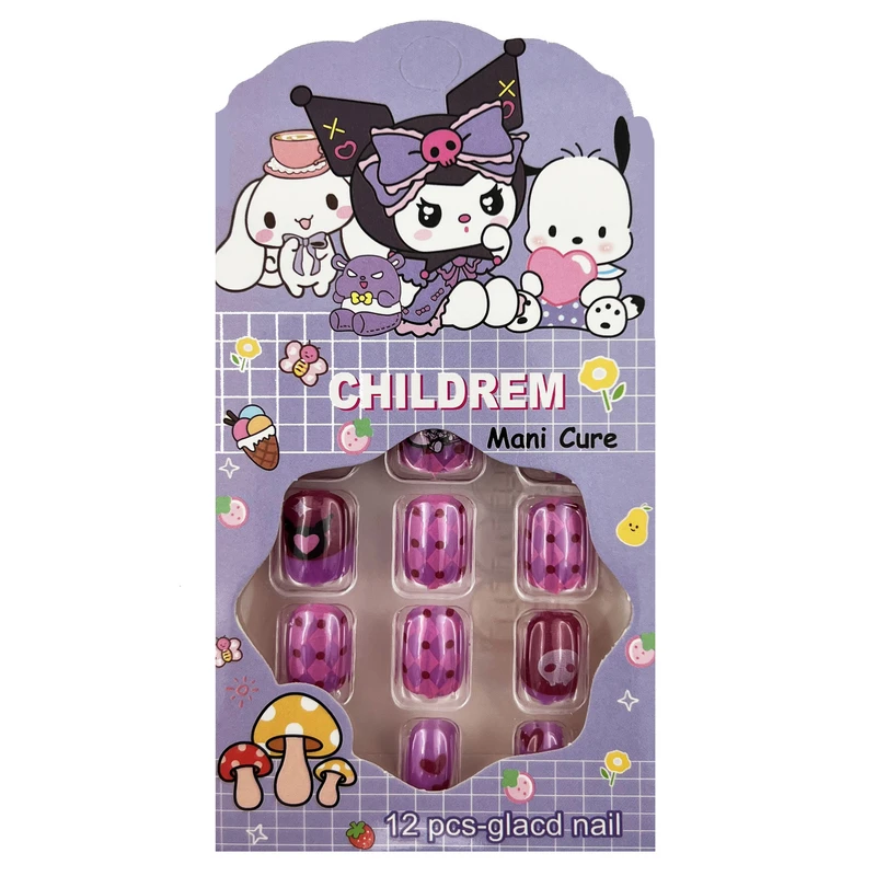 ناخن مصنوعی دست کودک مدل کرومی کد 09 بسته 12 عددی