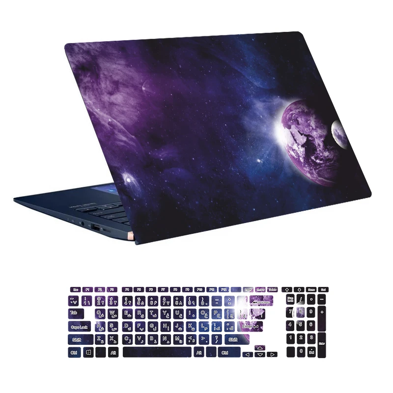 استیکر لپ تاپ توییجین و موییجین طرح Space کد 111 مناسب برای لپ تاپ 15.6 اینچ به همراه برچسب حروف فارسی کیبورد 