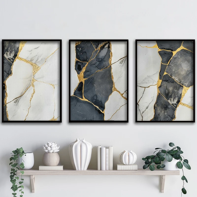 تابلو آتریسا طرح آبستره مدل ATA170 مجموعه 3 عددی 