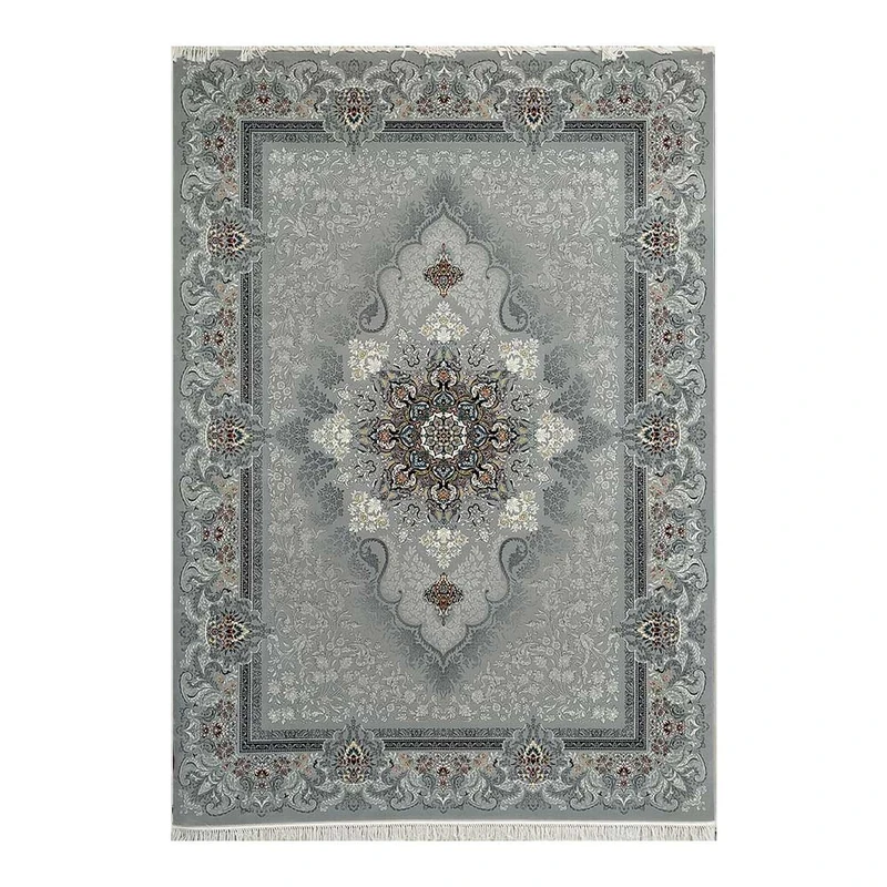 فرش ماشینی 700 شانه فرش مشهد زمینه طوسی حاشیه طوسی مدل 722598