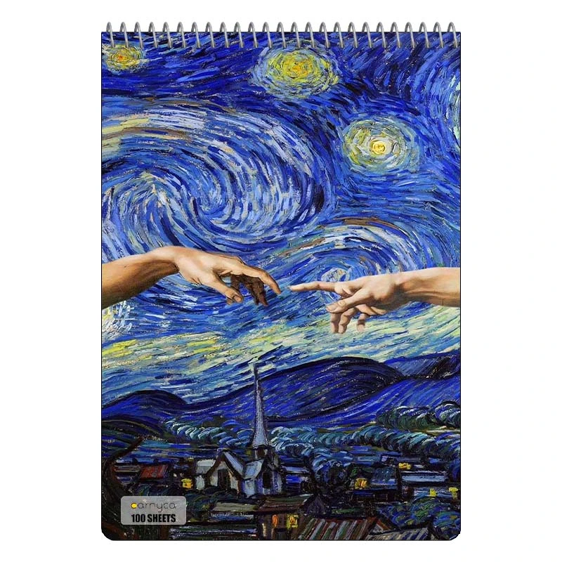 دفتر شطرنجی 100 برگ کارنیکا طرح شب پرستاره فانتزی ون گوگ Fantasy Starry Night Van Gogh کد 24053