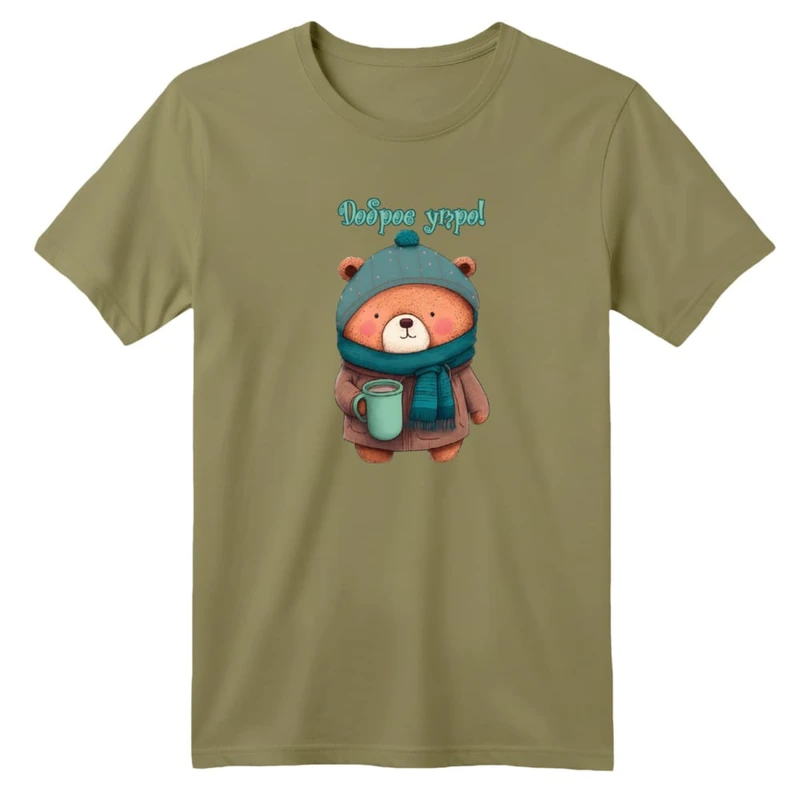 تی شرت آستین کوتاه بچگانه مدل خرس و شال گردن