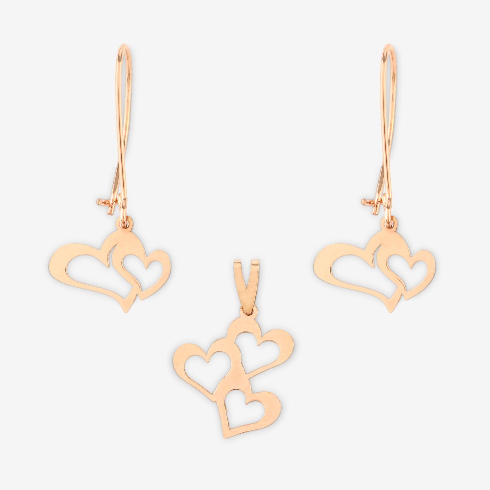 نیم ست طلا 18 عیار زنانه حافا گلد مدل قلب کد nim09 -  - 2