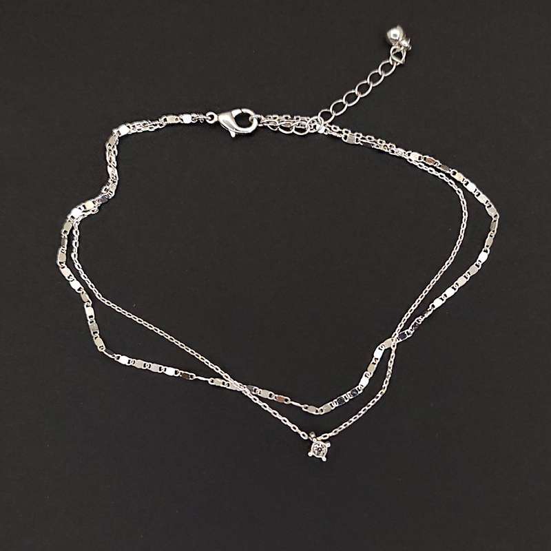 پابند زنانه اکسسورایز مدل دو لاین نگین آویز