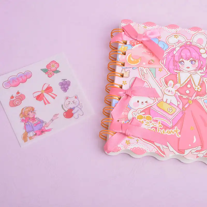 دفترچه یادداشت 100 برگ طرح دختر و خرگوش به همراه استیکر - بسته 2 عددی