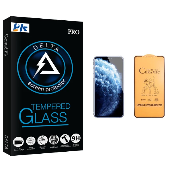 محافظ صفحه نمایش سرامیکی پی کی مدل Delta Glass مناسب برای گوشی موبایل اپل iPhone 11 Pro Max