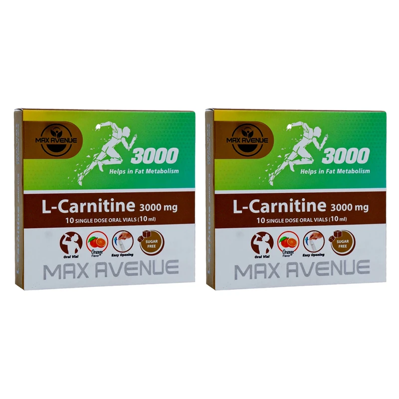 ویال خوراکی ال کارنیتین 3000 میلی گرم با طعم پرتقال مکس اونیو دو بسته 10 عددی