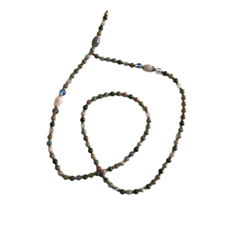 گردنبند زنانه مدل سنگ عقیق خزه ای و موناستون کد S-91 گردنبند زنانه مدل سنگ عقیق خزه ای و موناستون کد S-91