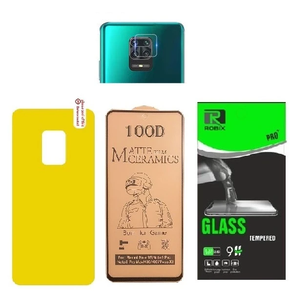 محافظ صفحه نمایش مات روبیکس مدل CR-Note9pro مناسب برای گوشی موبایل شیائومی Redmi Note 9pro به همراه محافظ لنز دوربین ومحافظ پشت گوشی
