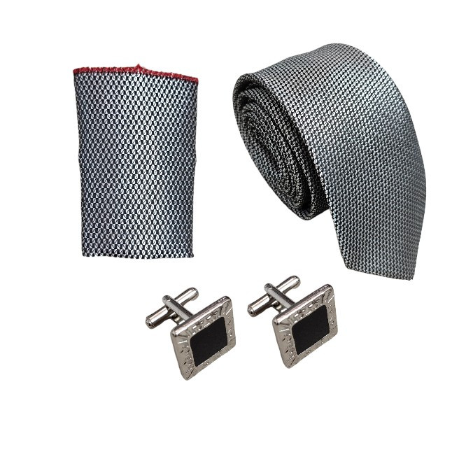 ست کراوات و دستمال جیب و دکمه سردست مردانه مدل SERGI-206