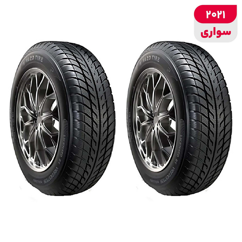 لاستیک خودرو رادیال یزد تایر مدل SATURN با کاربری سواری و سایز رینگ 13 اینچ، فاق 70 درصد پهنا و پهنای 165 میلی‌متر، شاخص تحمل وزن 88 و شاخص سرعت S (حداکثر سرعت 180 کیلومتر بر ساعت)، ساخت ایران، دارای تایر تیوبلس، 2 حلقه