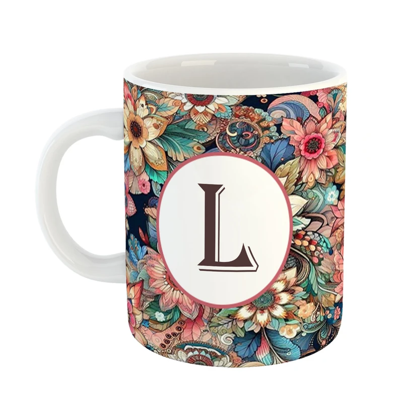 ماگ پادآفرین مدل فانتزی طرح حرف L کد 40
