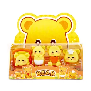 پاک کن مدل پازلی طرح خرس سرآشپز کد KT1203 بسته 4 عددی